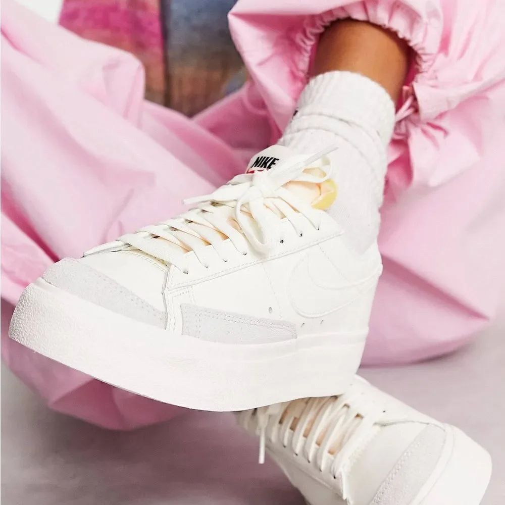 Nike Blazer Platform low sneakers in triple white